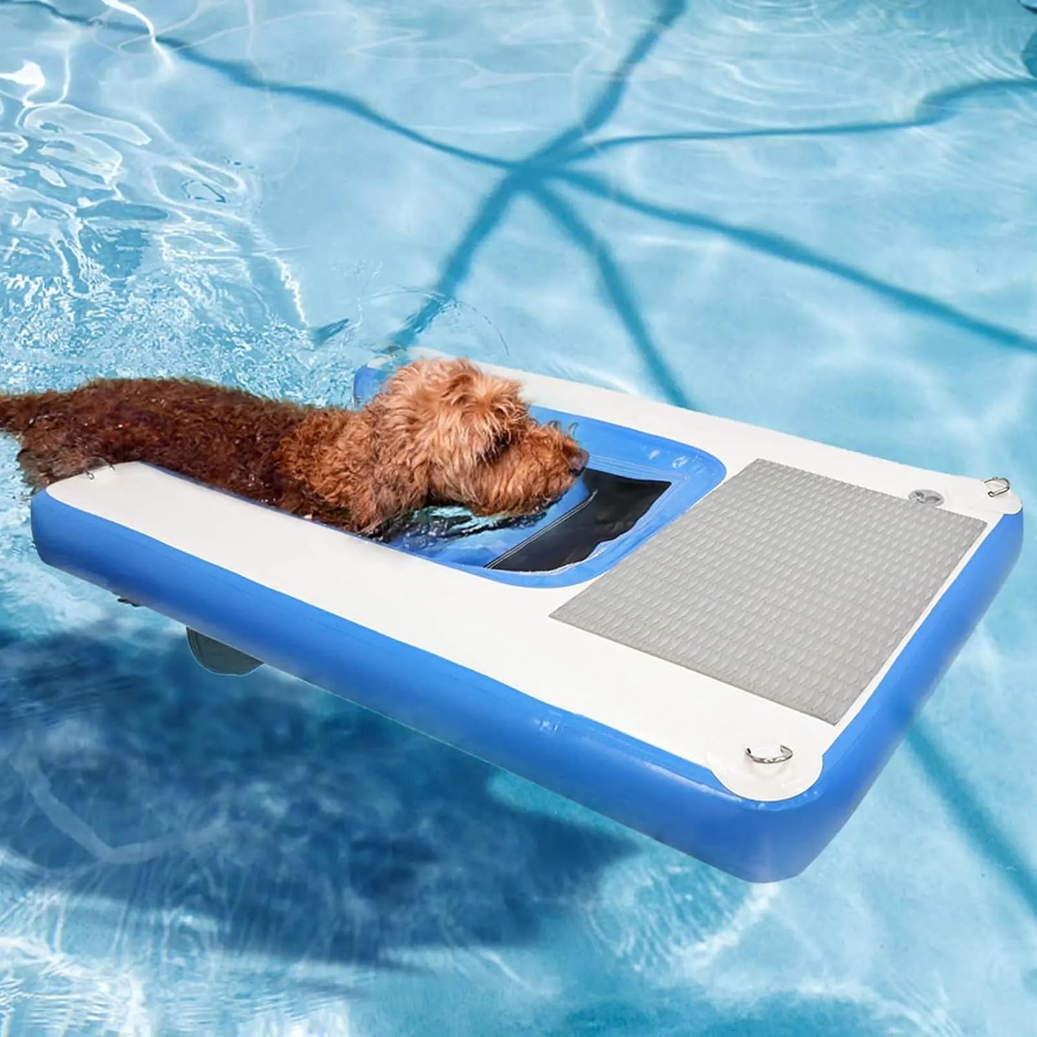 SRNSAEB Portable Dog Ramp for Pontoon Boat in Water Blue Green Red, Inflatable Dog Water Ramp Pool Float Floating Ramps for Dogs, Pool/Summer Resort/Ocean/Seaside Dog Pool Safety Ladder(Blue)