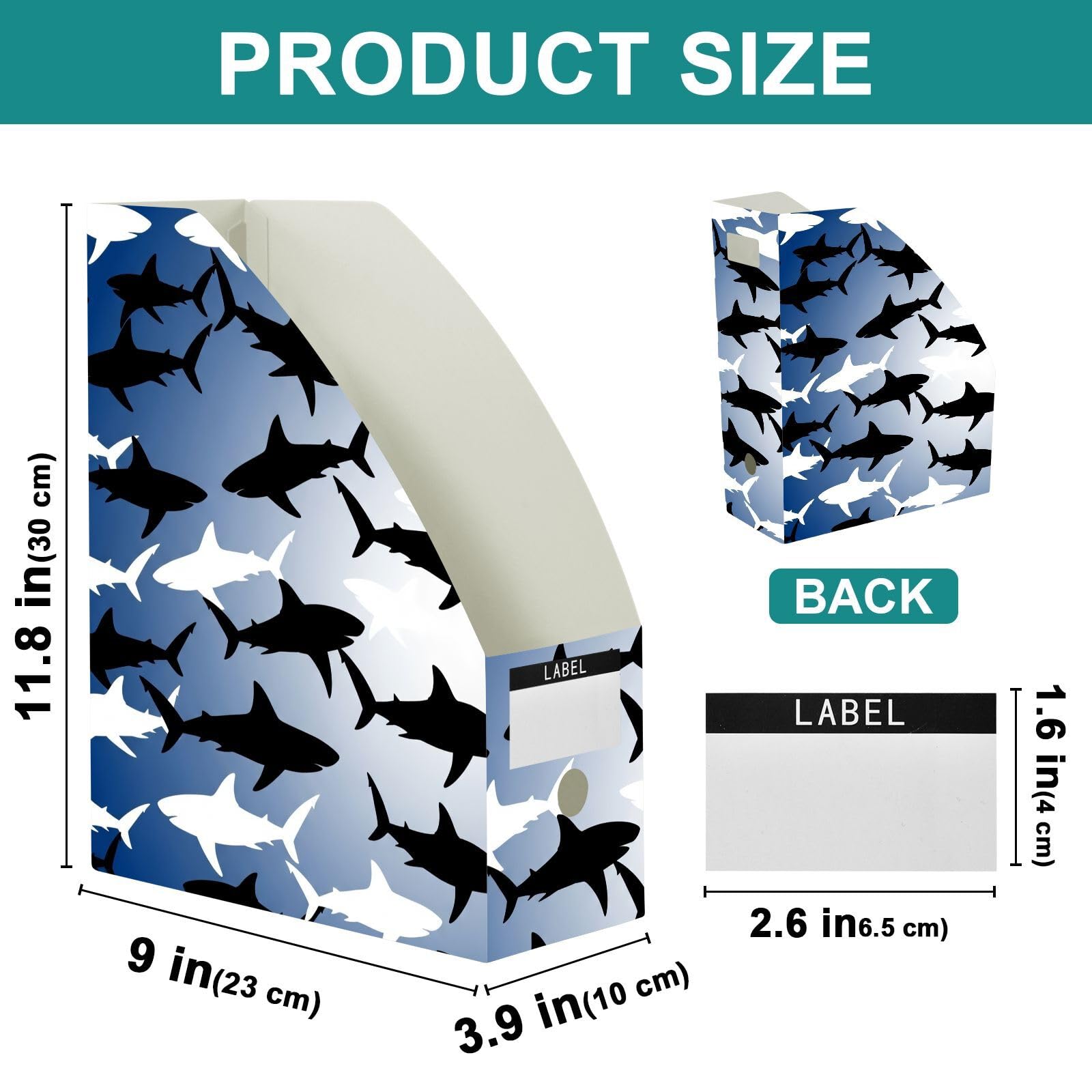 Classic Shark - Organizer per cartelle, in polipropilene resistente