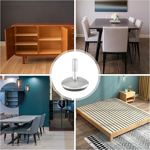 Miniatura 2 de Bivethoi Paquete de 12 pies niveladores ajustables M6, almohadilla niveladora ajustable de 1.12 pulgadas de altura, patas de mesa para muebles