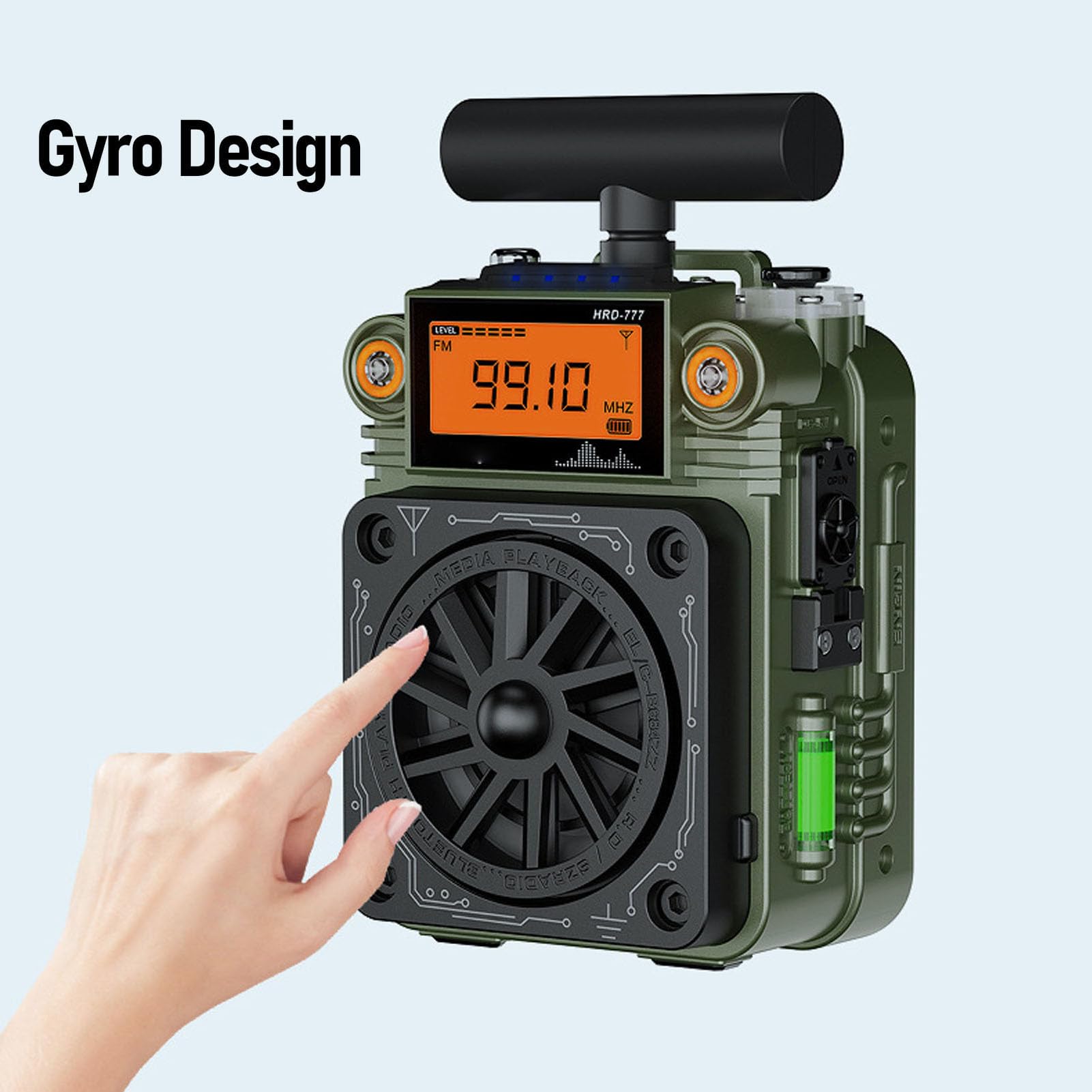 Bluetooth 5.2 AM FM SW Radio, Weather Radio with SOS Alarm, Fast Charging, Portable Rechargeable Multifunctional BT Full Band Finger Radio for Home Car Travel (OD Green)