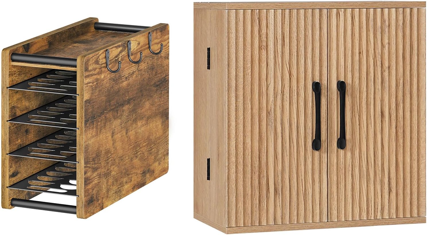 Coffee Pod Drawer Holder, Farmhouse Medicine Cabinet with 2 Doors, Storage Organizer Over The Toilet, Kitchen Cabinets Wall Mounted, for Bathroom, Kitchen, Laundry Room