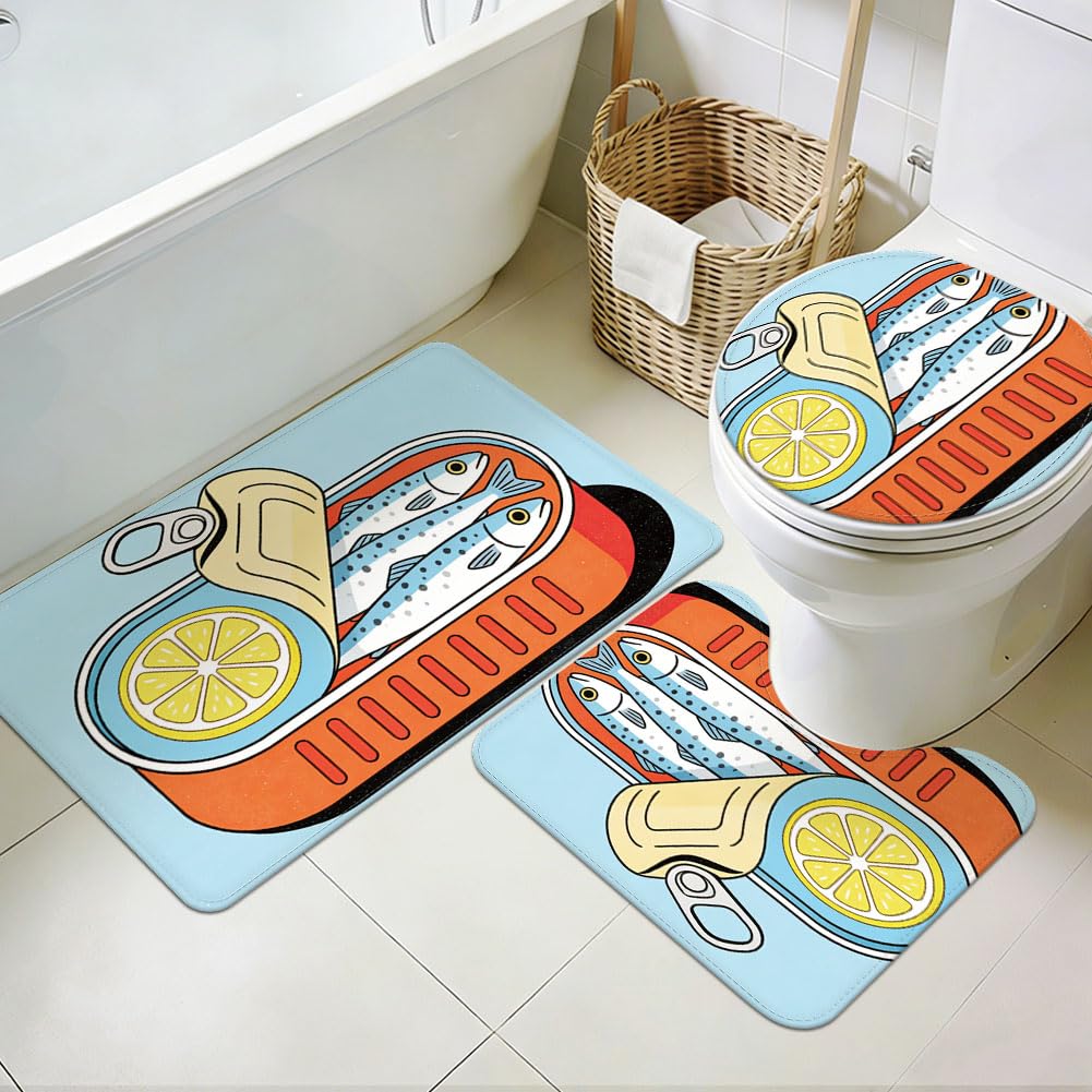 Tapis de salle de bain lavables et antidérapants lot de 3 doux pour baignoire bleu