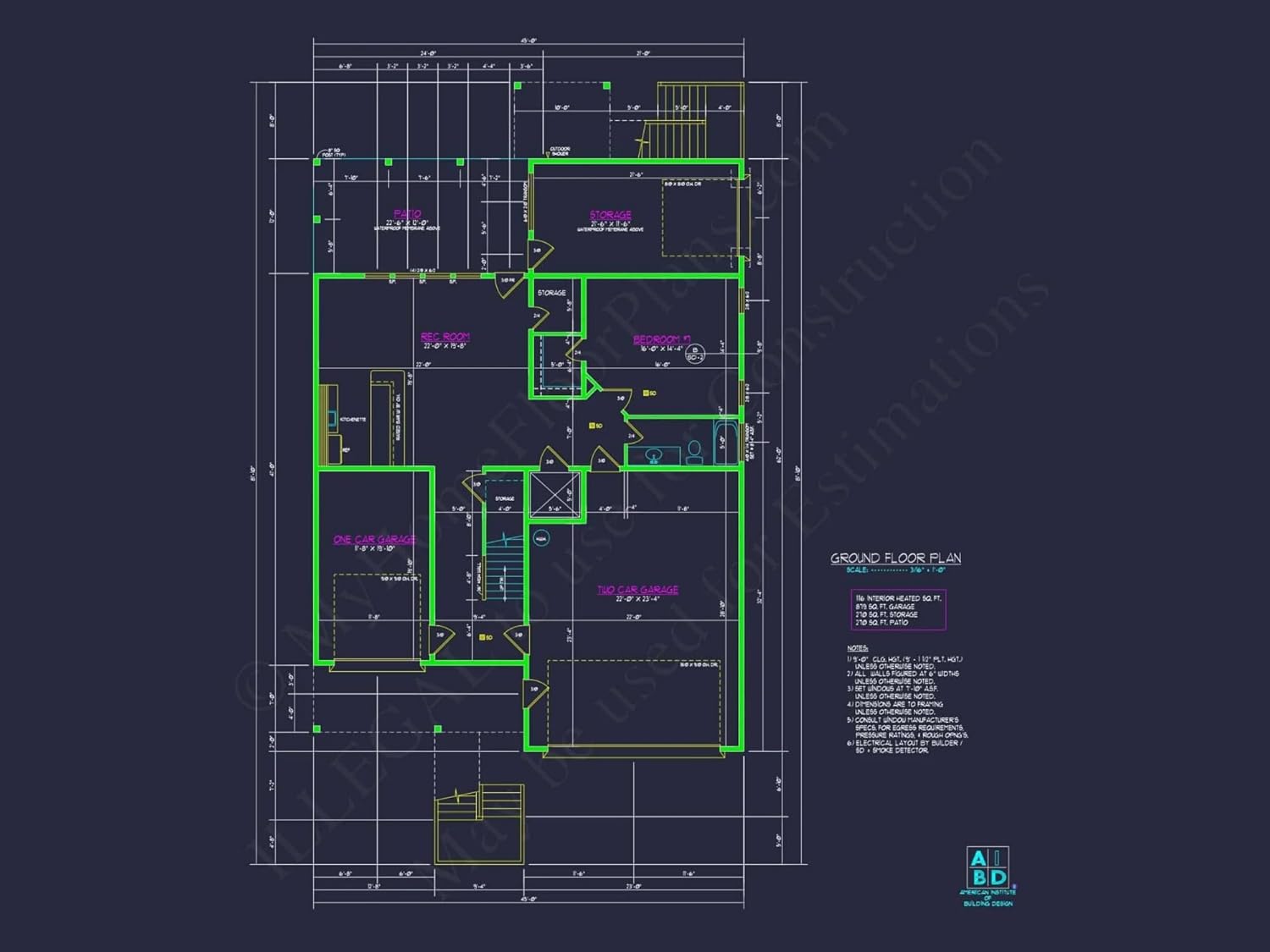11-1208 House Plan - Beach House Plan: Architectural CAD Floor Plans & Designs