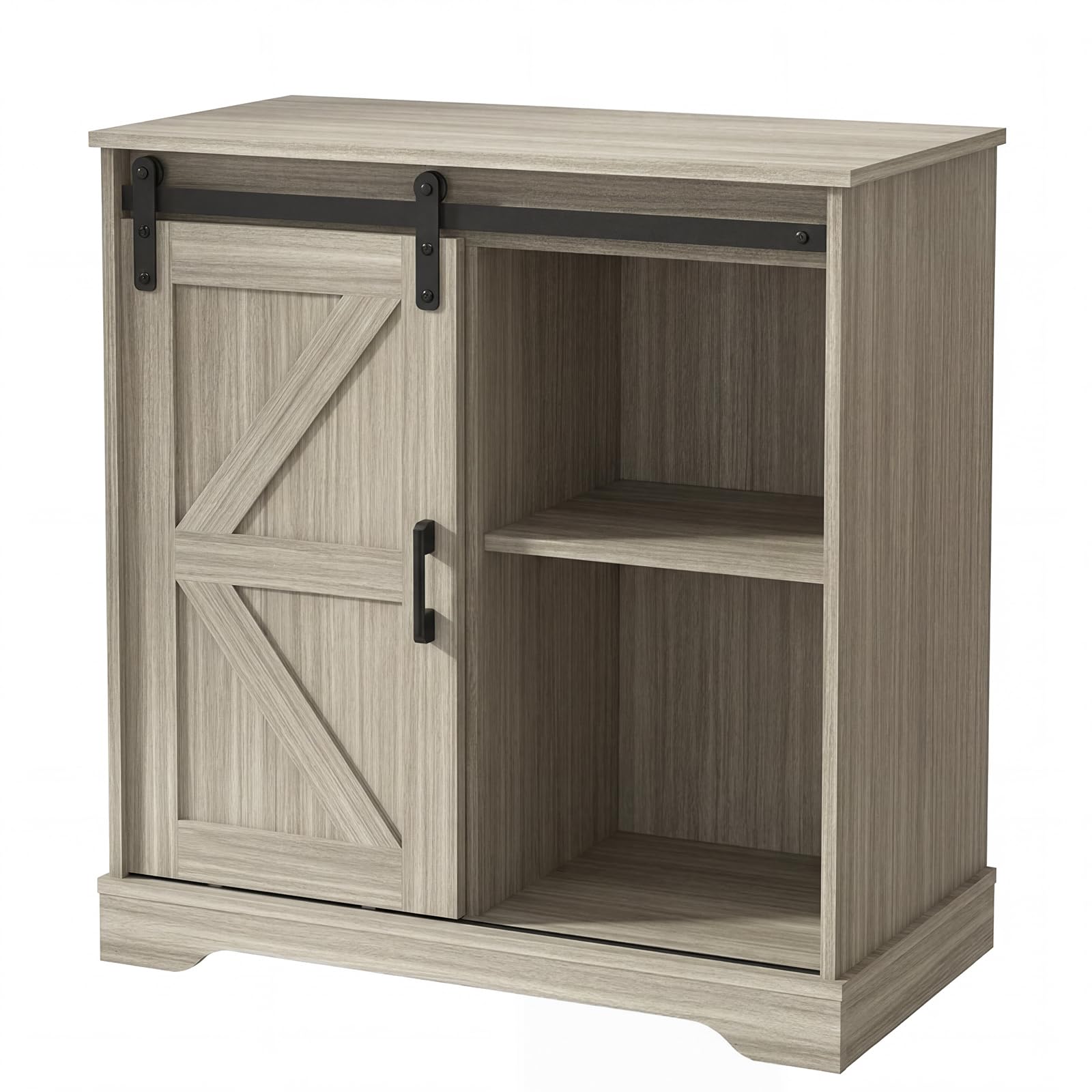 Panana Sliding Barn Door Buffet Sideboard Storage Cabinet Home Bar Kitchen Farmhouse Style (Natural)