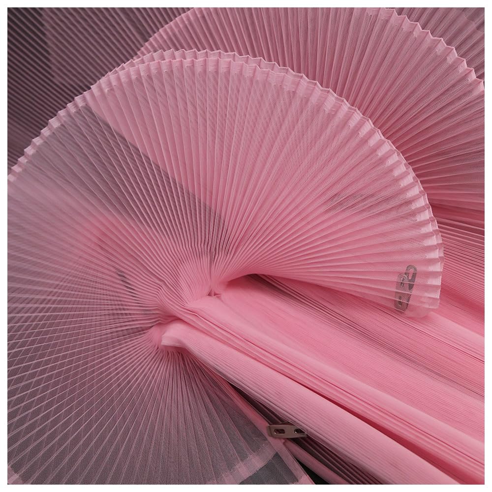 MFfly Organ Pleated Hard Mesh Fabric Plisse Fabric Accordion Crimping Wrinkle Modeling Decorative Designer Fabric M105F8 (hot Pink, Stretch 2 Meter)
