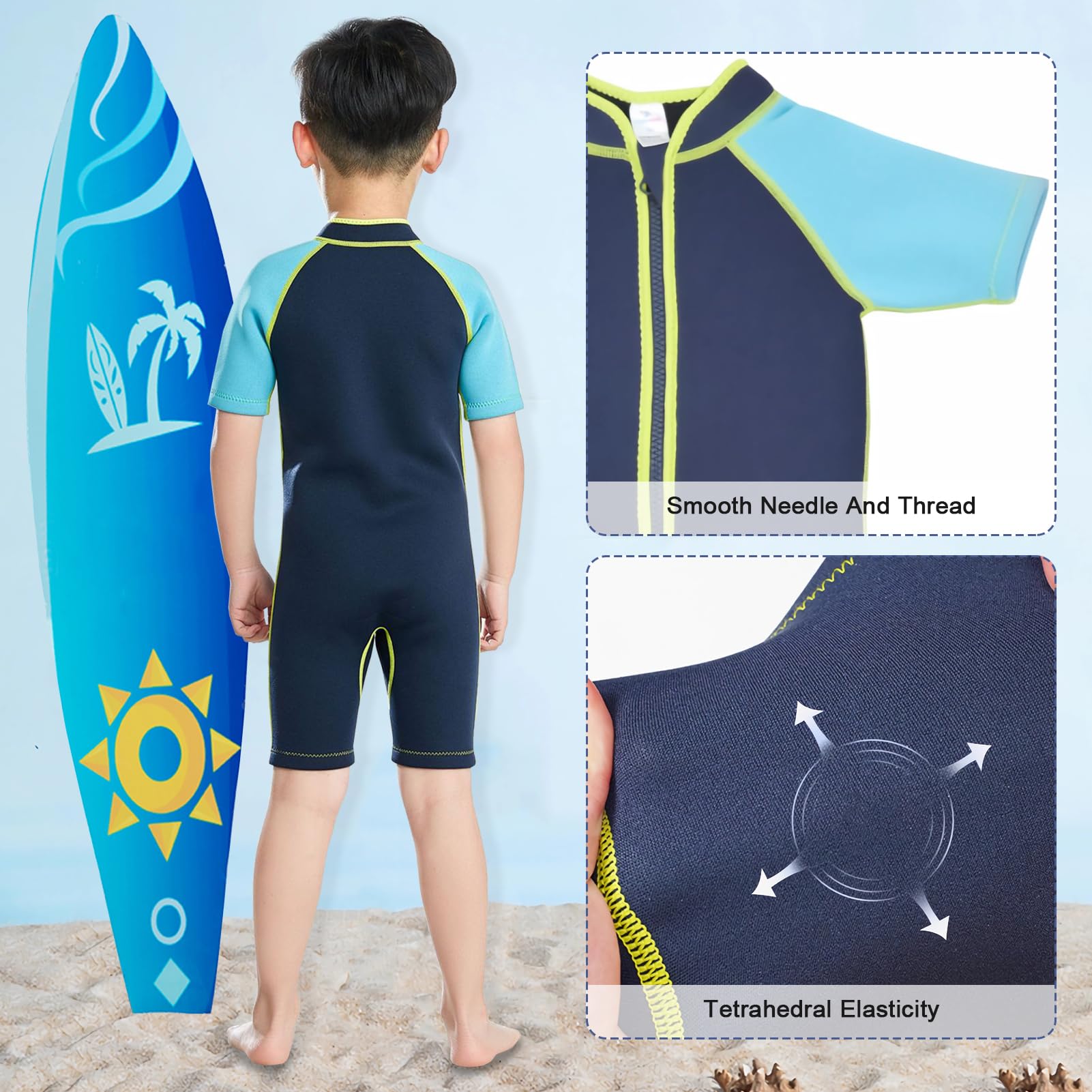 Kinder Mädchen Jungen Neoprenanzug 2.5mm Neopren Shorty UV-Schutz Badeanzug Einteiliger Badeanzüge Wetsuit