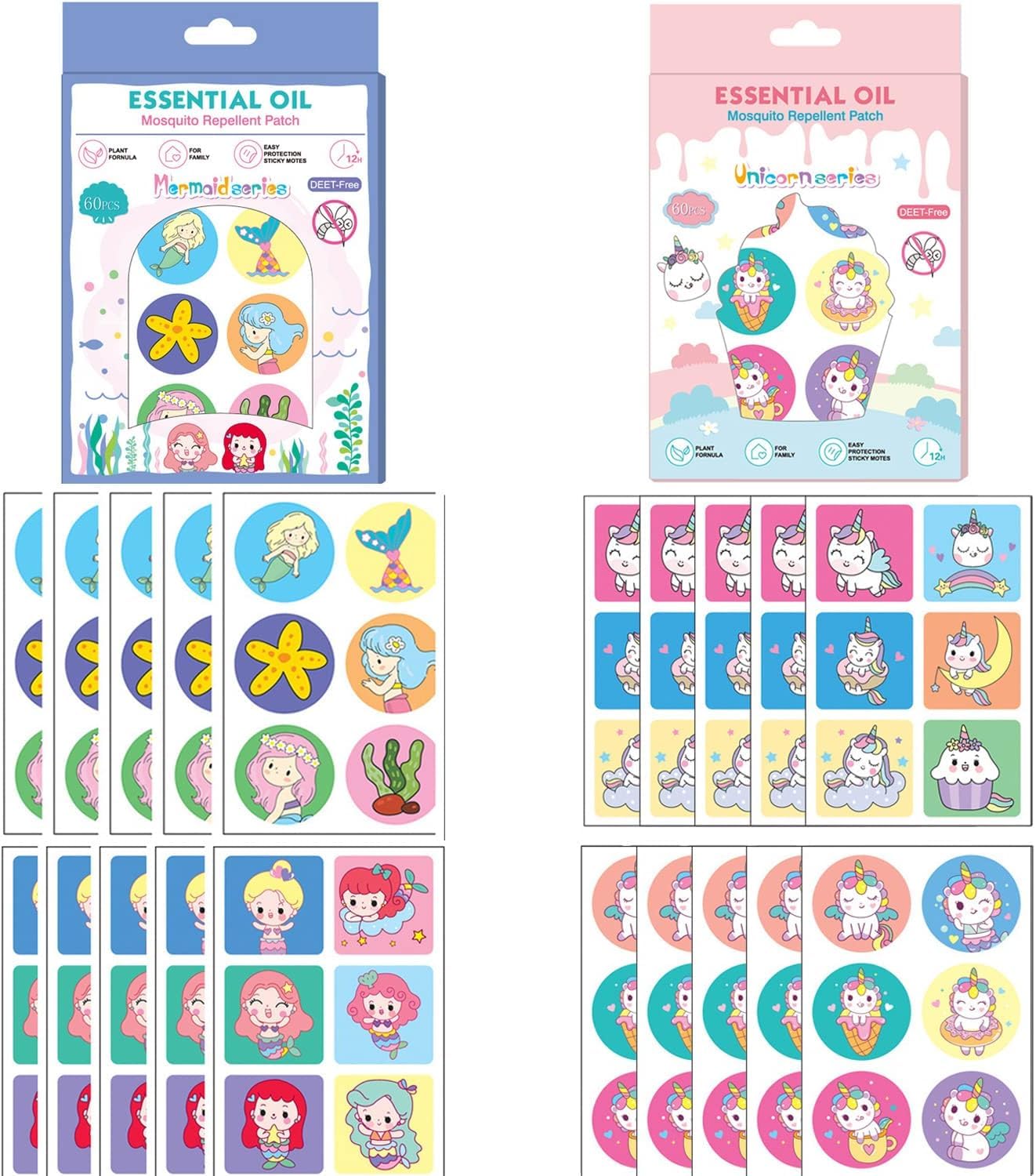 Mosquito Repellent Patches Stickers, 160 Counts Mosquito Repellent Plasters, Natural Insect Repellent Sticker for Kids Adults Indoor Outdoor Hiking Camping Offer 24 Hours Protection