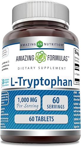 Amazing Formulas - Suplemento de L-triptófano sin OMG sin gluten fomenta el estado de ánimo positivo y el sueño reparador apoya la función