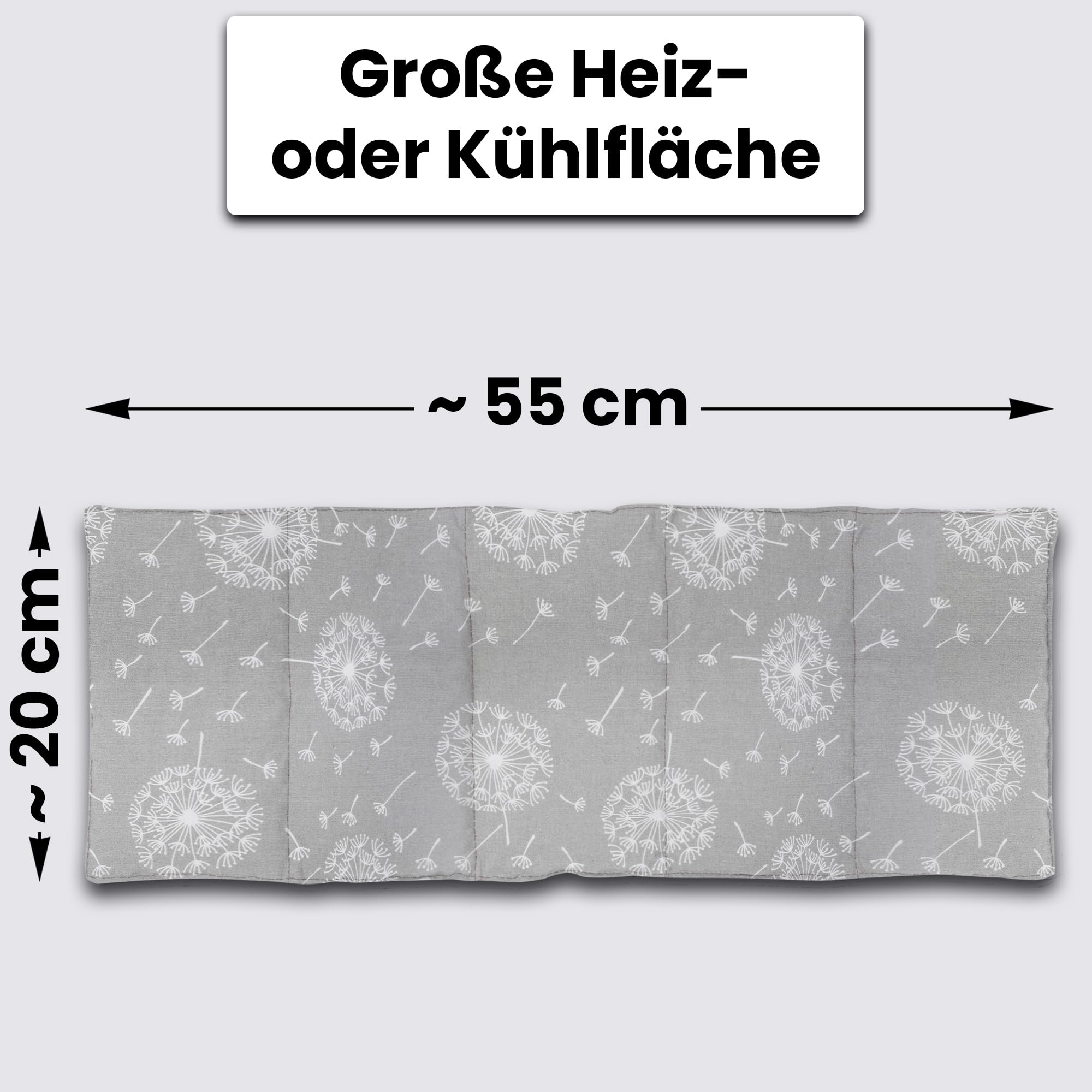 Amilian Cuscino con noccioli di ciliegia, forno a microonde, tessuto di cotone grigio con stelle bianche, cuscinetto termico riempito di ciliegia, dimensioni 55 x 20 cm
