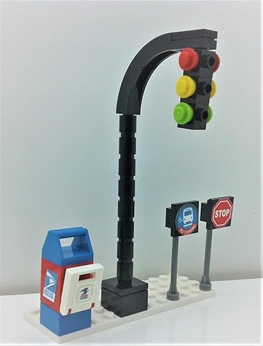 Miniatura 2 de Building Bricks Toys City Town Village Street Main Road Arch Semáforo, letrero de alto, parada de autobús, buzón, señal de tráfico, juego de 4