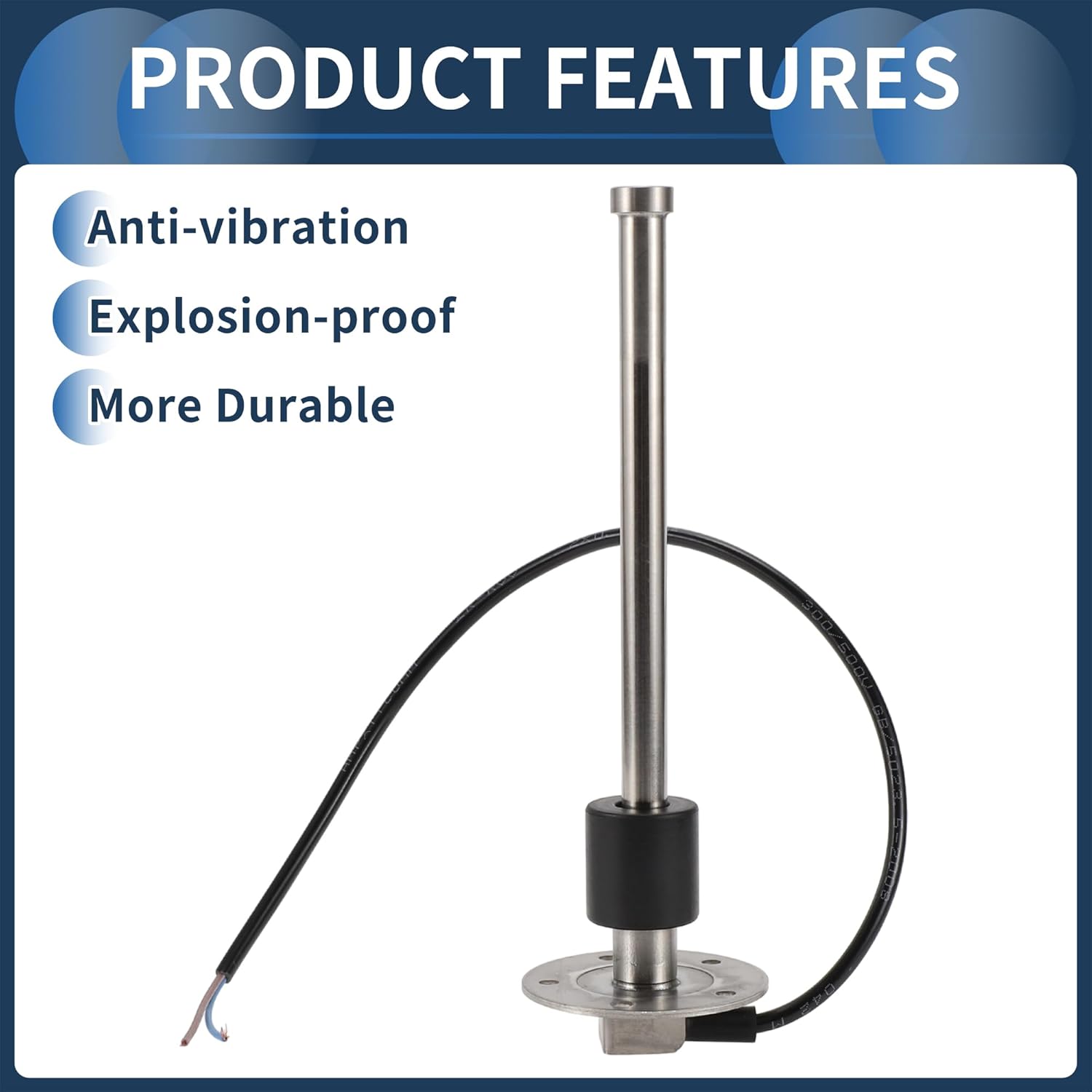 Fuel Sending Unit and Gauge Kit 225mm Length Boat Fuel Sending Unit Marine Fuel Sender Unit Metal Black Silver Tone 240-33 Ohm