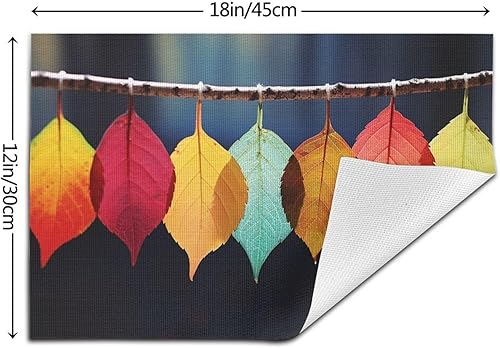 Miniatura 2 de 6 PCS PVC Placemats Set Place Mats Colorful Leaves Non-Slip Weave Place Mats 12" x 18" Farmhouse Durable Table Mat Set for Family Dinners Wedding