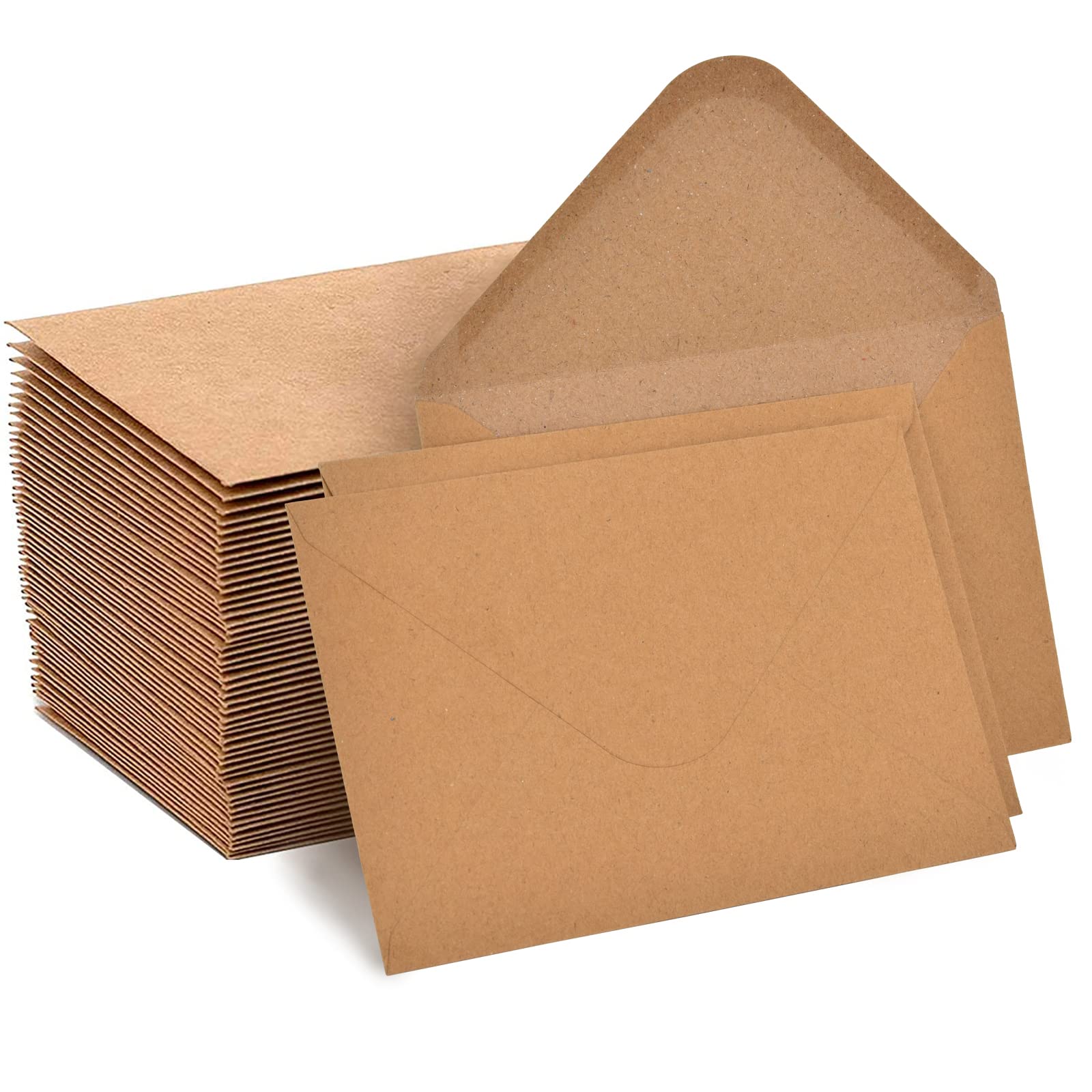 Linkgood Sobres de papel de estraza, 100 unidades, DIN C6 (16 x 11 cm) vintage, sobres con adhesivo húmedo, solapa puntiaguda sin ventana, para tarjetas de felicitación