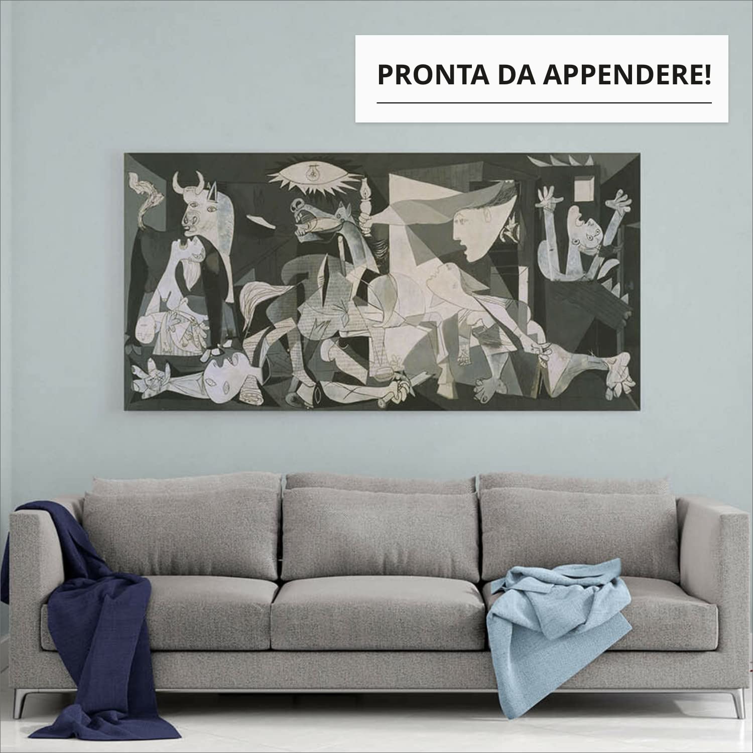 ShopArt Fine Art Prints Quadro - Pablo Picasso, Guernica - Stampa su Tela - Riproduzione Artigianale Digitalizzata - Pronto da Appendere, 80x160 cm