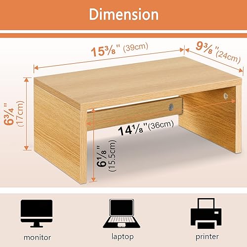 Miniatura 4 de TEAMIX Higher Monitor Stand Riser, Wood Monitor Riser with Storage for Desk Small Monitor Stand TV/Screen/PC/Laptop Riser Computer Stand Desktop