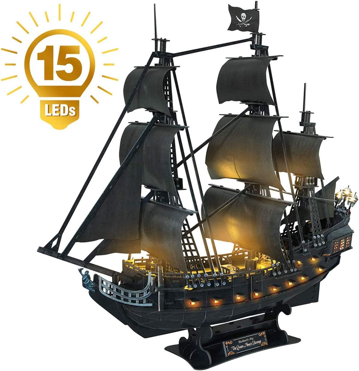 Wooden Model,Watercraft Model Building Kits Ship Model Boat Kit Assembly Model Kits Classical Wooden Sailing Boat Model Queen Anne's Revenge