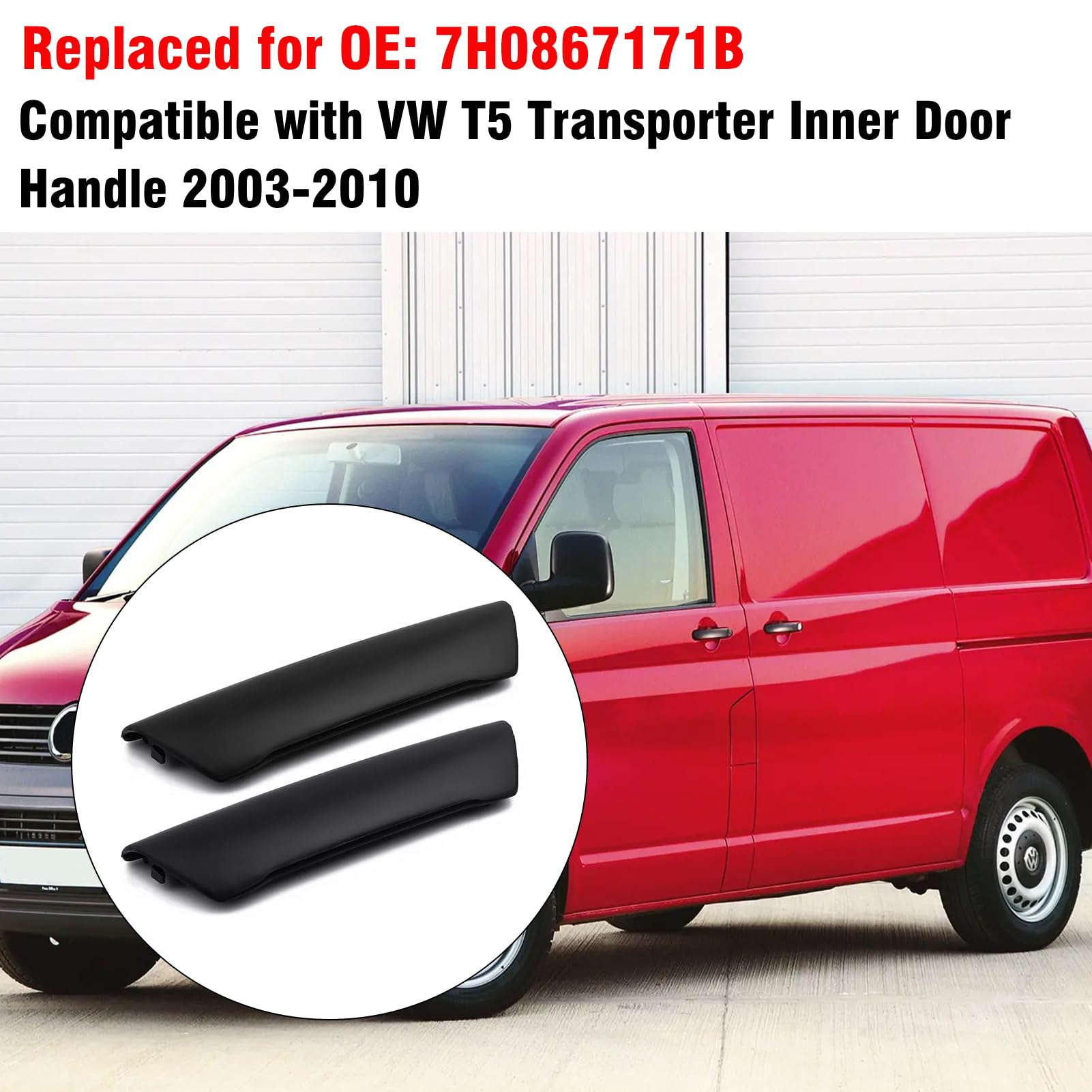 TTCR-II 2PCS Kompatibel mit Türgriff VW T5 Transporter 2003-2010, VW T5 Vorne Türgriff Innen Ersatz Beifahrer Rechts+Fahrer Links,Ersatz Griff 7H0867171B T5 Transporter Innentürgriff Abdeckung-Schwarz