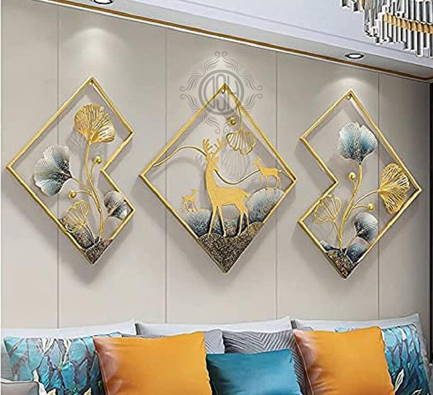 DSH CRAFTING YOUR CURIOSITY Metal Wall Decor Gold Metal Leaf Wall Hanging Sculpture For Home Decoration Set of -3 (02-DEAR-BLU-3P)-image-32
