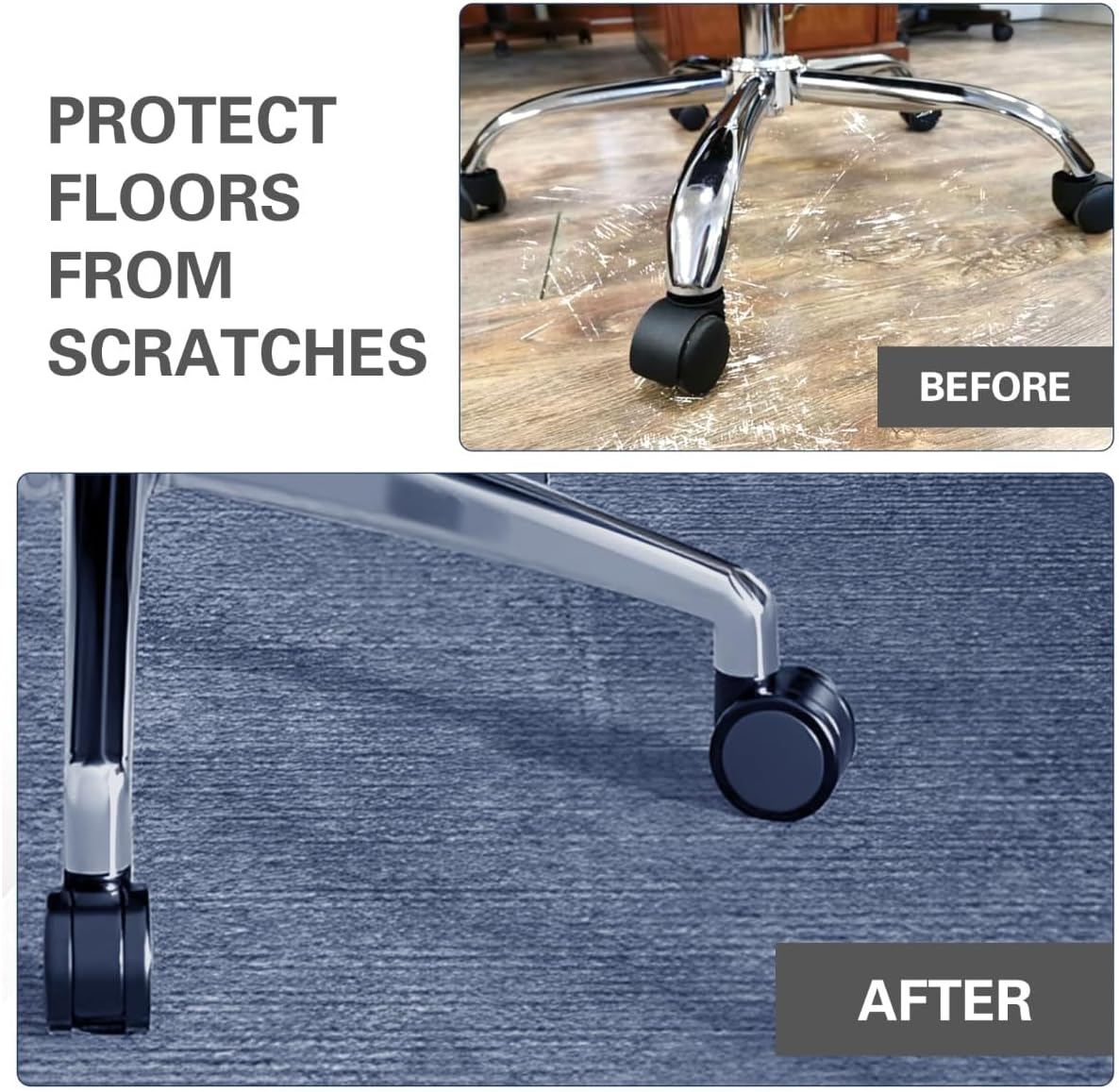 Office Chair Mat for Hardwood Floor 48"x36" Slim Profile Non-Slip TPE Mat, Smooth Rolling Low Profile Floor Protector for Rolling Chairs, Cuttable Washable Noise Reduction Mat for Home Office Gym Use