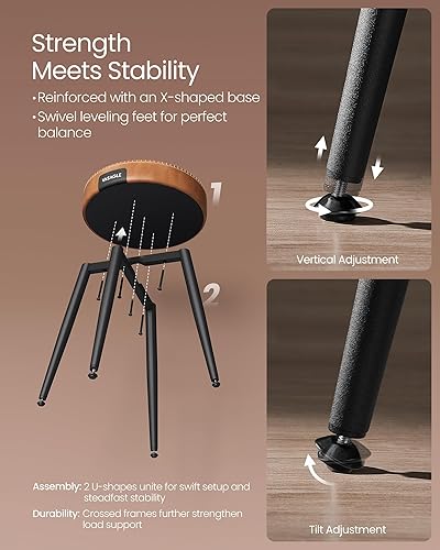 Miniatura 9 de VASAGLE Colección EKHO - Juego de 2 sillas de comedor, taburetes de cocina tapizados, taburetes de tocador, cuero sintético con costuras, moderno de