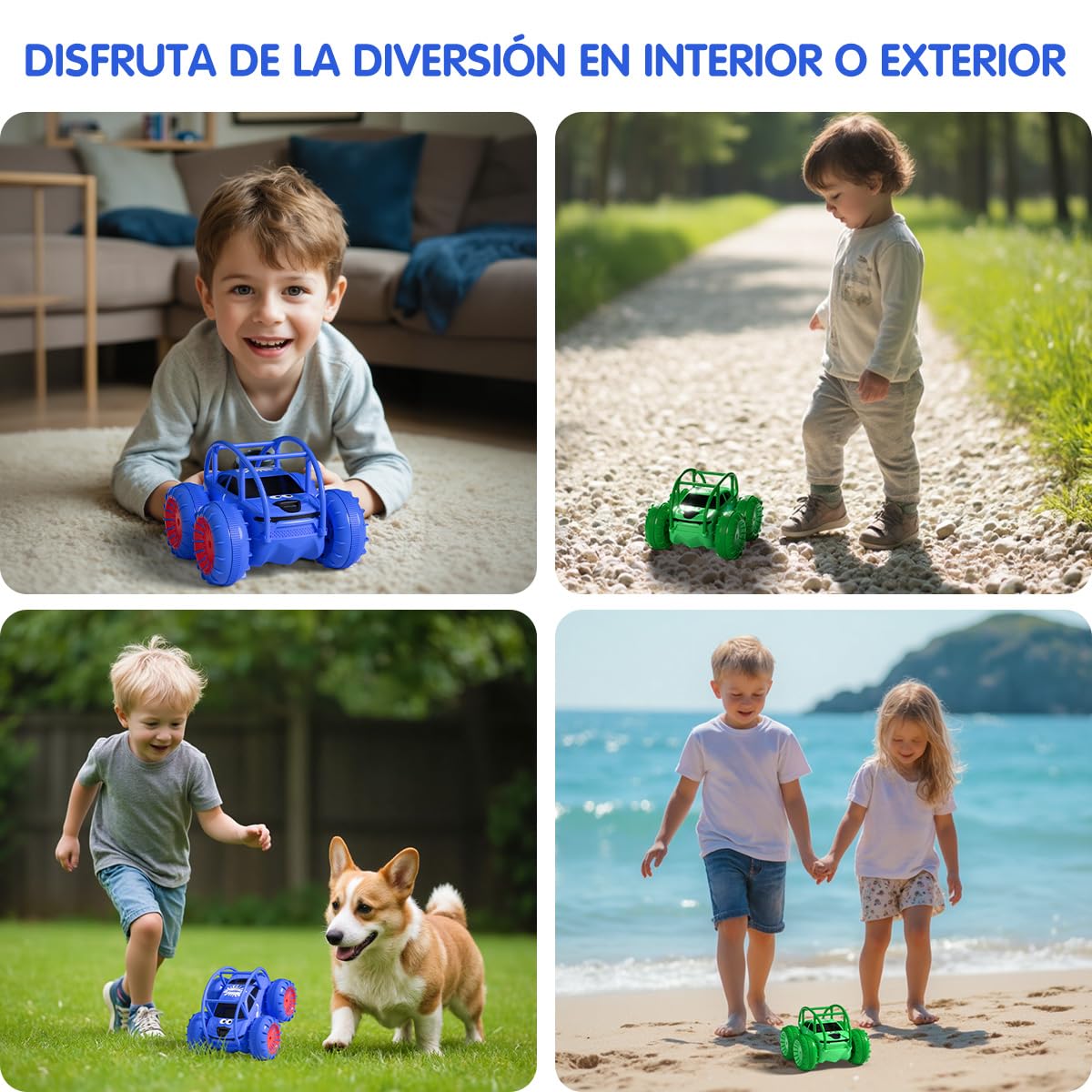 ifollower Coche Teledirigido 4x4 Camión Anfibio, 360° Acrobacias y LED, 15km/h, Carga USB-C Directa, Juguete para Niños 3 4 5 6 7 8 9 10 11 12 Años, Regalo Navidad Cumpleaños