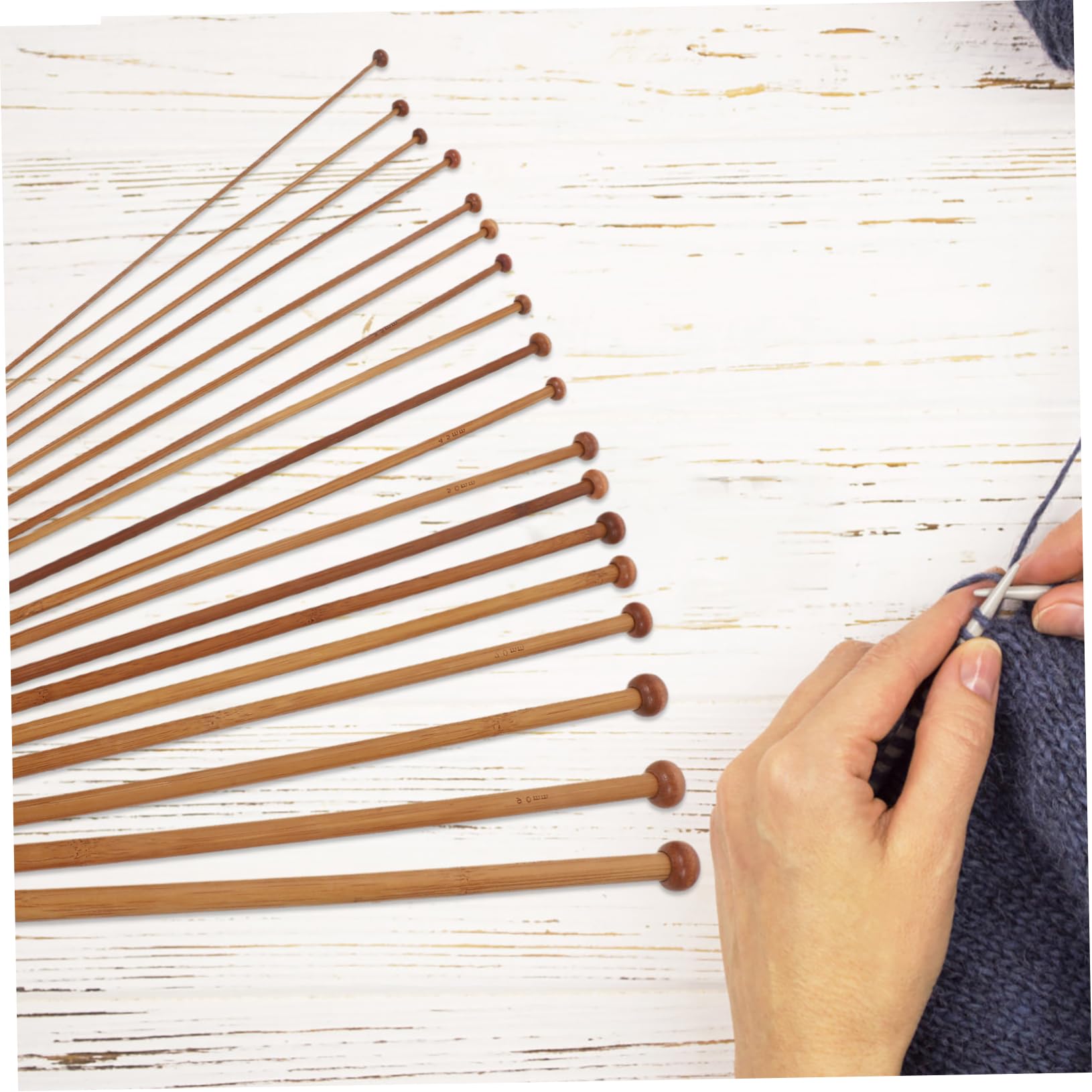 GALPADA Agujas de Tejer de Bambú Sola Punta de Kit Agujas de Madera para Suéteres Manualidades y Accesorios de Punto