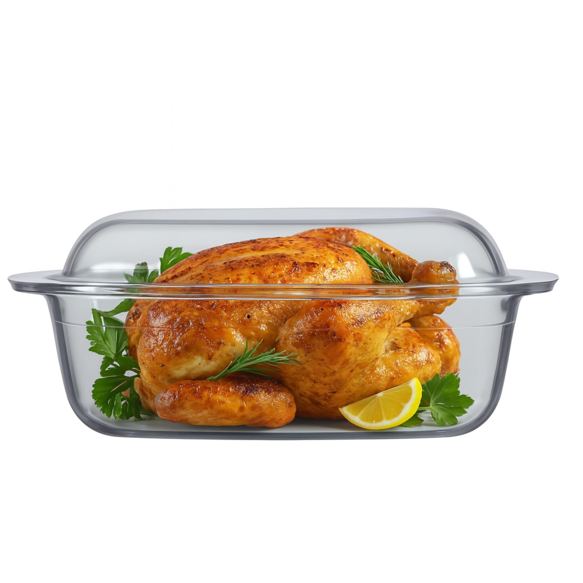 OMAGO® Naczynie żaroodporne prostokątne 4,4 l z pokrywką, duże szklane naczynie do piekarnika, forma do zapiekania mięsa i lasagne