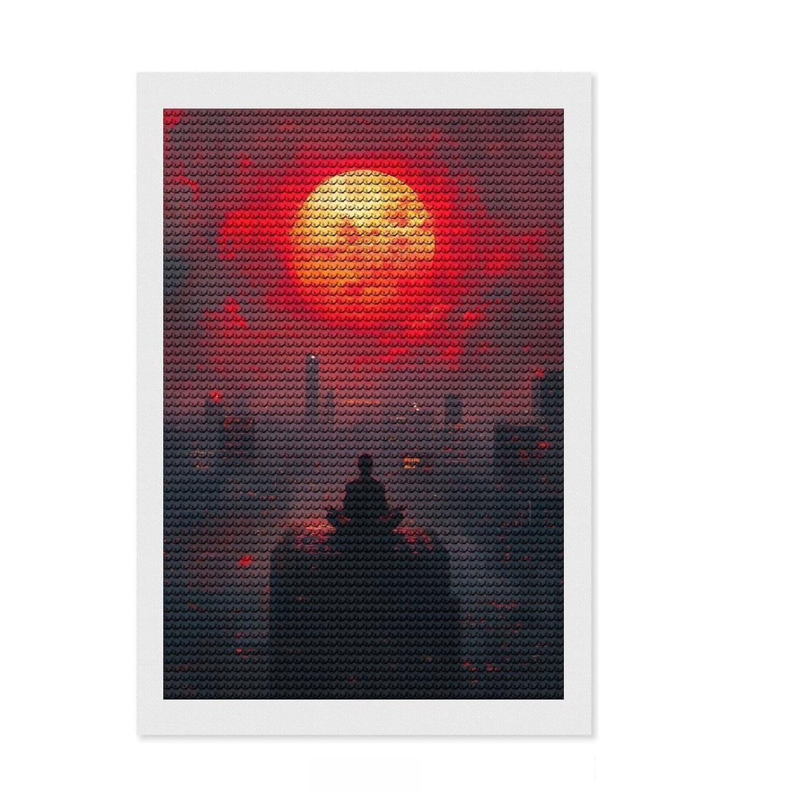 Junmoney Cityscape Humanity Full Drill Diamond Painting Kit 8"x12", Relaxing DIY, Aesthetic Room Decor, Modern Decor, Decor Project