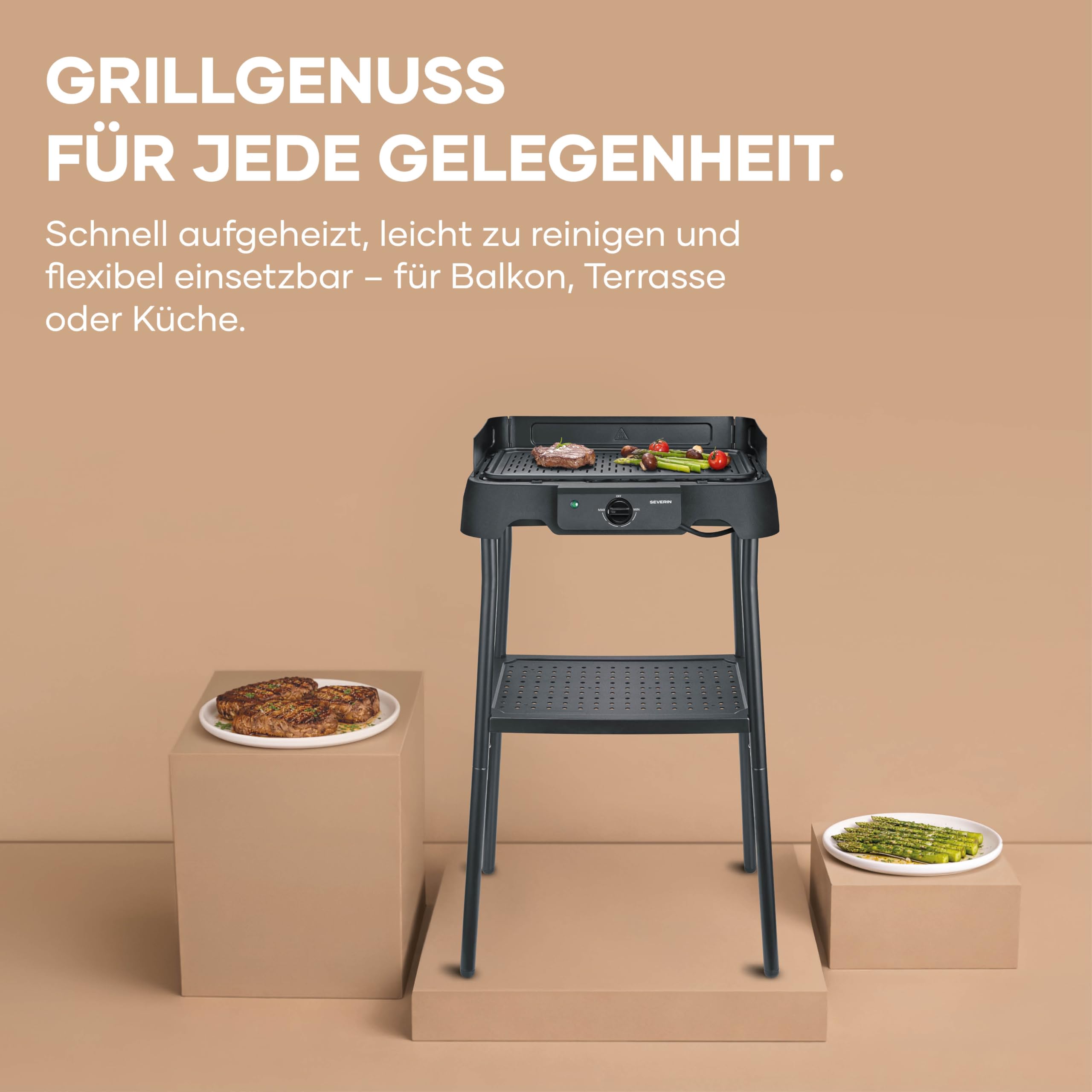 Severin Tischgrill Standgriff 2000W 40-220°C 39x23cm schwarz