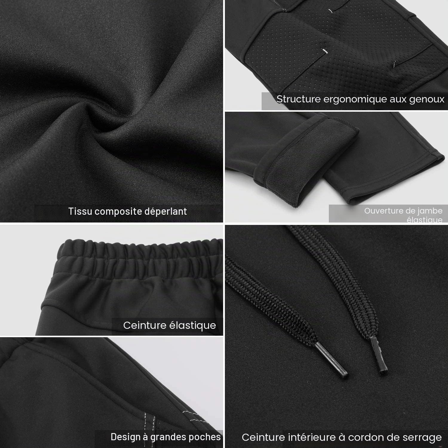 INBIKE Pantalon Cyclisme Homme Les Quatre Saisons Pantalon Moto Coupe-Vent Pantalon Sport Homme Imperméable pour Moto Cyclisme Vélo VTT Jogging Noir