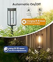 Vista 7 de Luces solares para caminos al aire libre, paquete de 8 luces solares brillantes, encendido/apagado automático, impermeables IP65, luces solares
