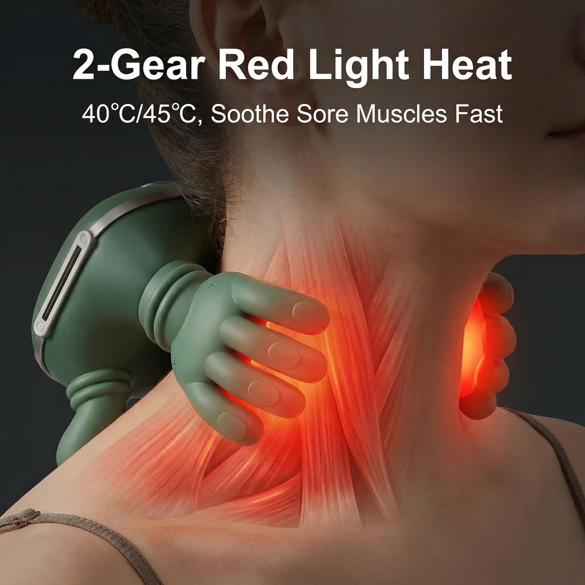 Masajeador Cervical 4D Sin Cables con Calor, Calentador de Cuello, 3 Niveles de Intensidad y 2 de Calor, Alivia Dolores de Cuello y Hombros, Recargable USB-C para Casa, Oficina y Viajes