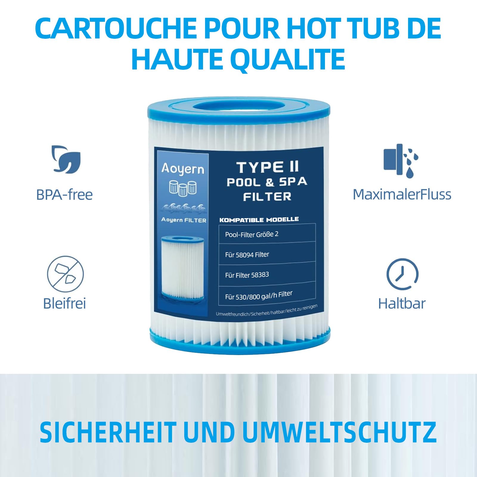 Lot de 4 filtres Taille 2 pour 58383 - pour Filtre de Piscine pour 58383