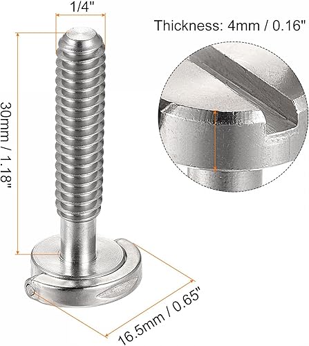 Miniatura 2 de uxcell Tornillo de trípode para cámara - Adaptador de tornillo de montaje macho de 14 pulgadas ranurado de 1.18 pulgadas de longitud para soporte de