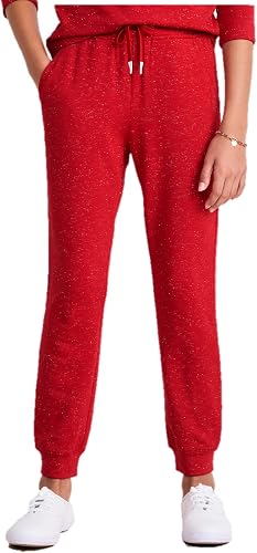 vineyard vines Girls' Shimmer Dreamcloth Joggers, Red Velvet Shimmer, S