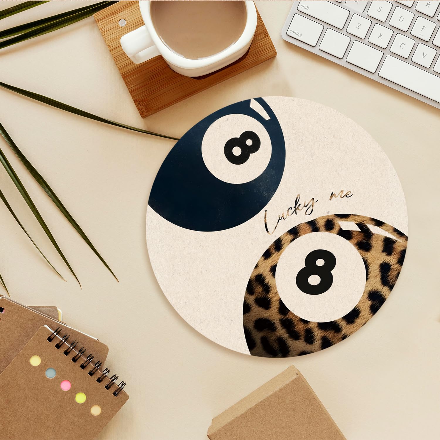 Modna preppy gepard podkładka pod mysz, panterka podkładka pod mysz na biurko, Lucky 8 Ball podkładka pod mysz do biura akademika komputerowego laptopa gier, materiały biurowe dla kobiet