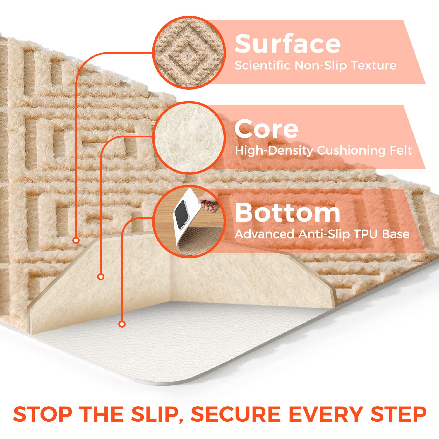 BAGAIL 15 Pack Non-Slip Stair Treads for Wooden Steps, 8"x30" Peel and Stick Carpet Stair Runners, Machine Washable Indoor Step Covers with No-Residue Adhesive for Dogs, Kids & Elderly - Beige