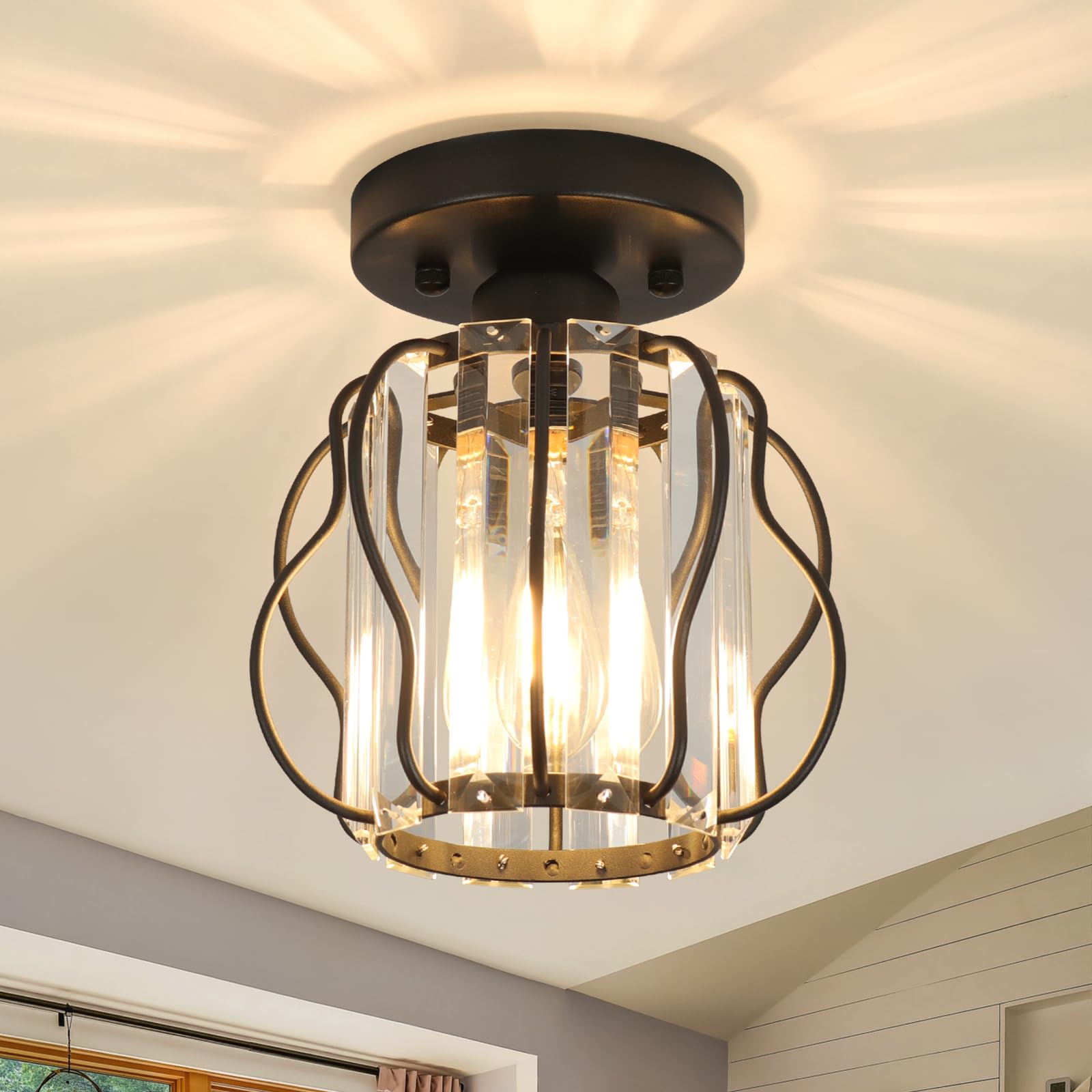 Hallway Ceiling Light Fixtures Flush Mount Light Fixture Crystal Ceiling Lighting E26 Hallway Lighting for Foyer Entryway Bedroom