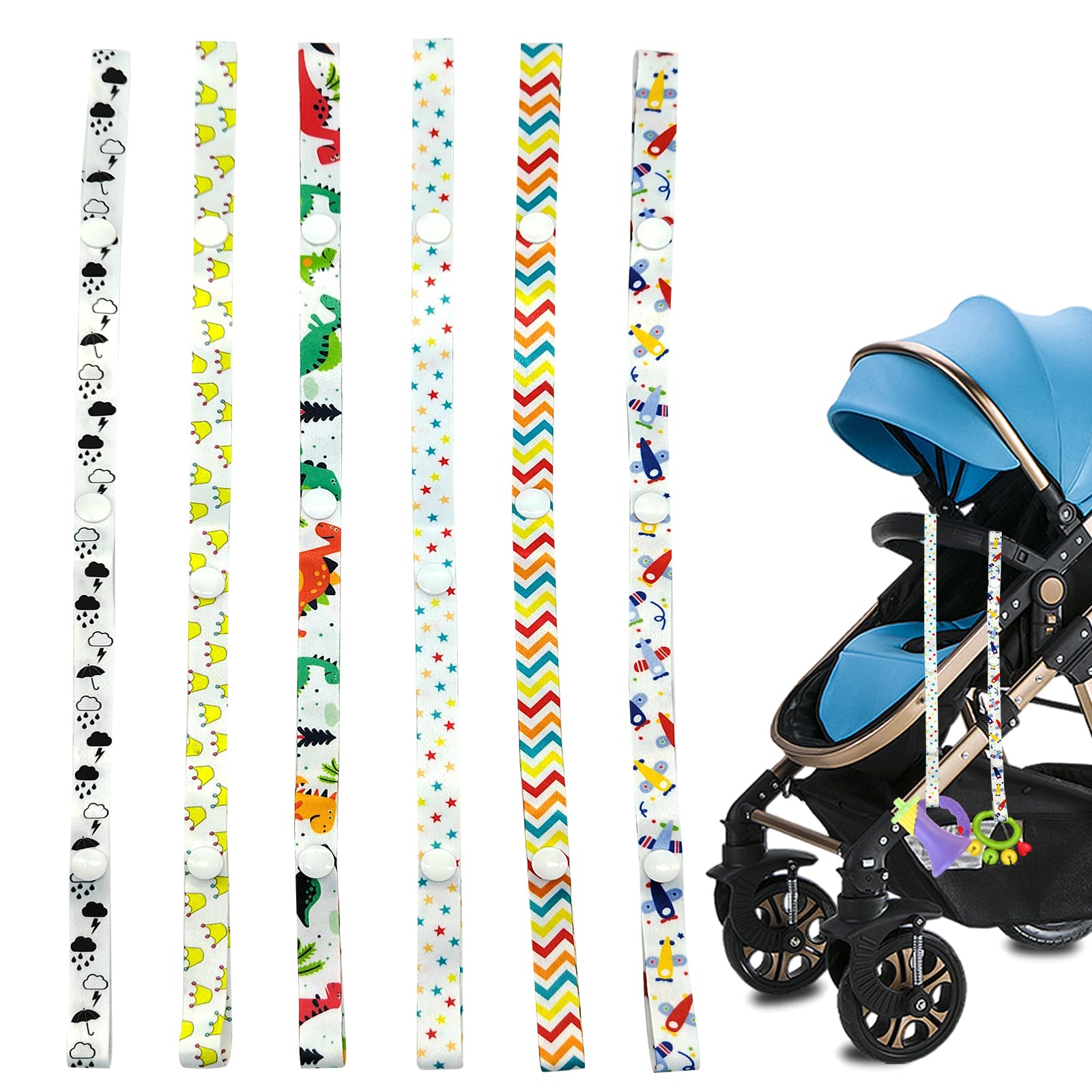 Cordino Per Passeggino, 6 Pezzi Guinzaglio Per Cinturino Giocattolo Per Bambini Cordino Baby Toy Strap Cinturino Per Passeggino Regolabile Regolabili Per Passeggini, Seggioloni