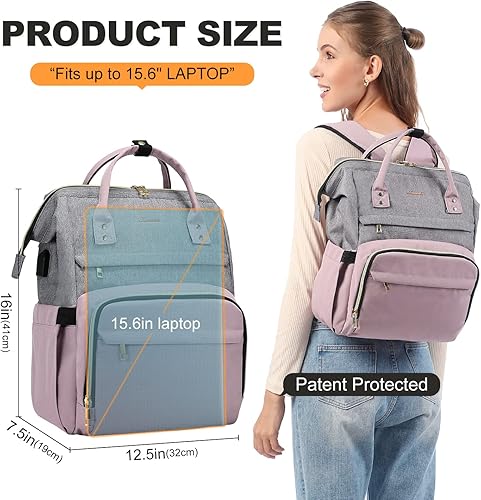 Miniatura 3 de LOVEVOOK - Mochila para ordenador portátil para mujer, de moda, de negocios, de viaje, con monedero, mochila para estudiantes, mochila de trabajo