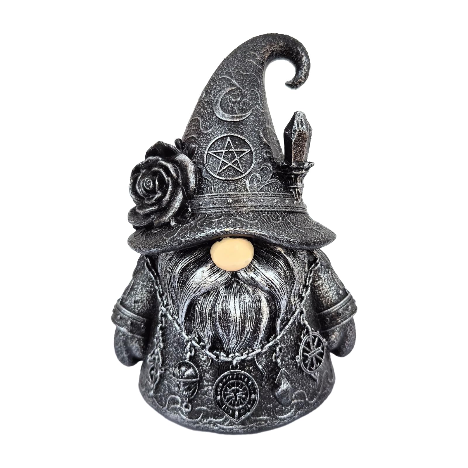 Glifora Gothic Wizard Gnome Figurine - Halloween Mini Resin Gnome Statue, Collectible Tabletop Dwarf Ornament for Indoor Table, Shelf and Tiered Tray Decor