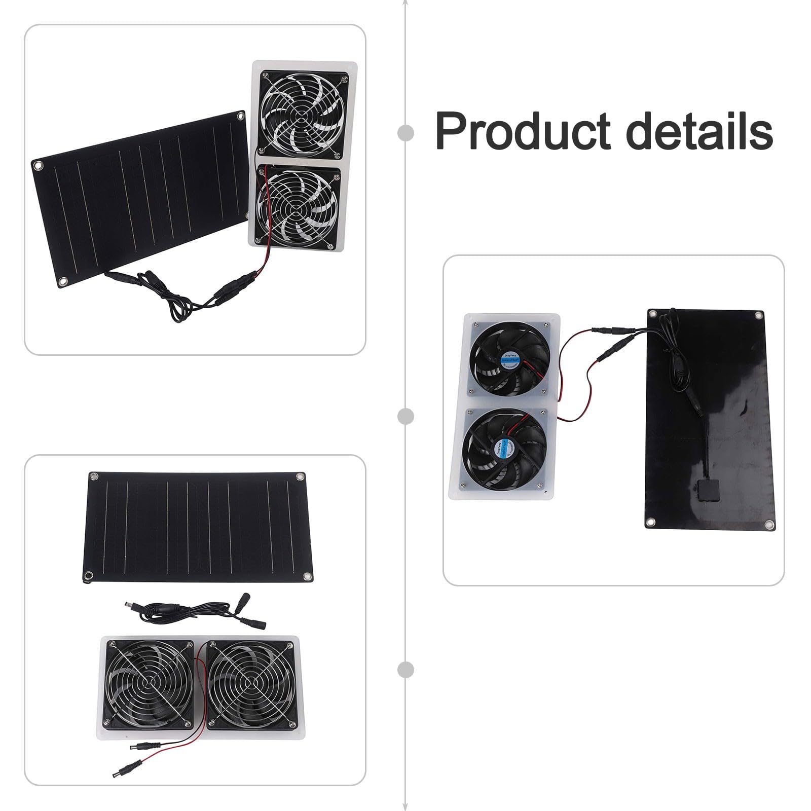 Kit di ventole a pannello solare da 30 W con 2 ventole di protezione dalle intemperie IPX7, doppia griglia di protezione per la sicurezza degli animali, ventilazione 3200 giri/min, per