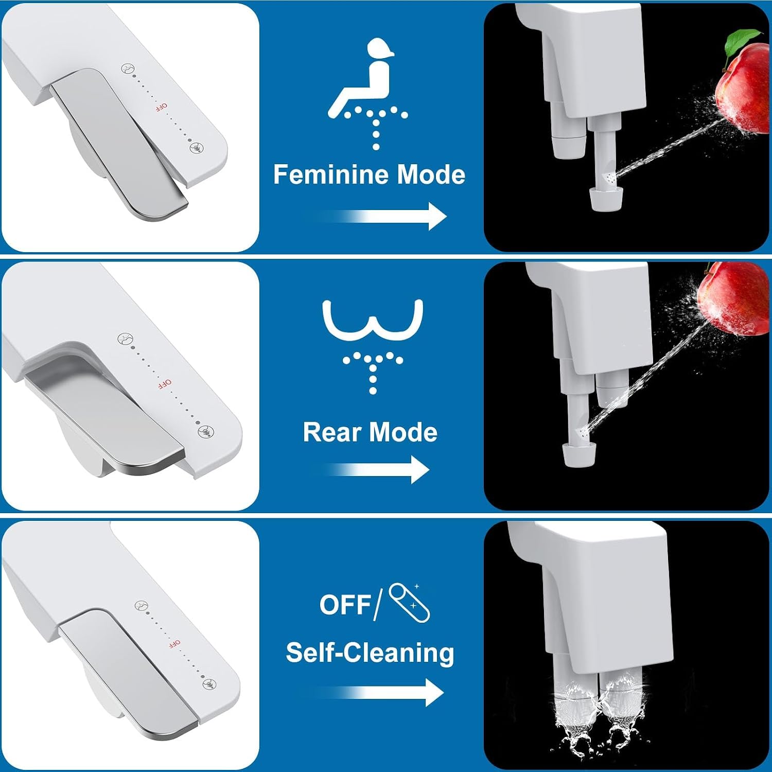 IDEALHOUSE Bidet Attachment for Toilet - Dual Nozzle Feminine Wash, Bidet Sprayer for Bathroom,Adjustable Water Pressure,Non-Electric Toilet Bidet for Bathroom Accessories(chrome handle)