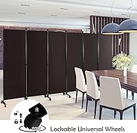 Vista 78 de GOFLAME Divisor de habitación plegable de 6 paneles, pantalla de privacidad enrollable de 6 pies con ruedas bloqueables, pantalla de partición