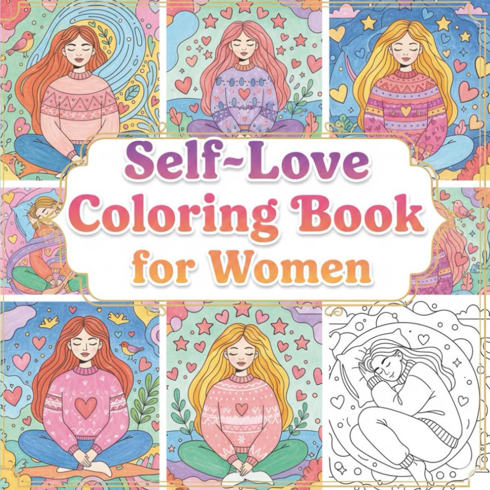 Self-Love Coloring Book for Women: Self-Love, Mindfulness & Girl Therapy Designs for Calm, Healing and Stress Relief: Relaxing Girl Therapy Line Art ... Emotional Healing & Stress Relief