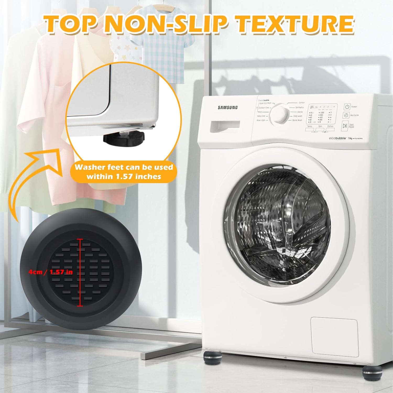 Anti Vibration Pads for Washing Machine, 4Pcs Anti-Vibration Mat Isolation Pads, Stop Walking, Reduce Noise & Shaking, Washer Dryer Rubber Mat