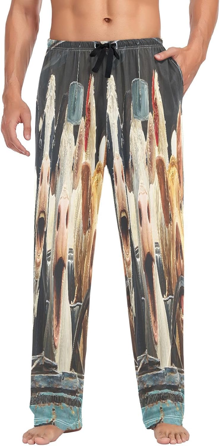 ALAZA Cow Pig Chicken Driving Funny Animals Men's Pajama Pants Men Cotton Pajama Bottoms with Pockets, S