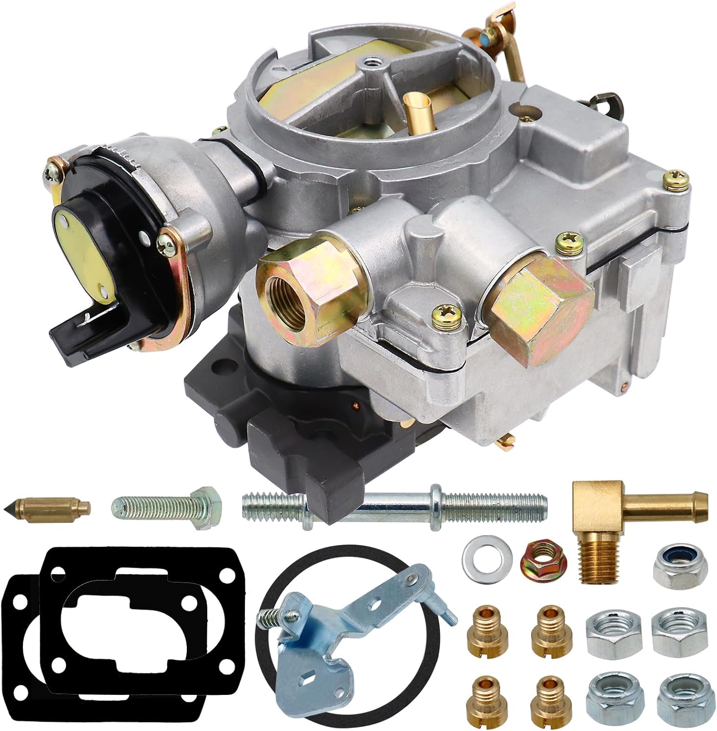 NENKUTEN Marine Carburetor 2 Barrel Carb for Mercruiser 3.0L 2.5L 4 CYL Engines with Electric Choke, Long Linkage Jets and Gaskets nut Replace 3310-864940A01, 3310864940A01, 8M0045397