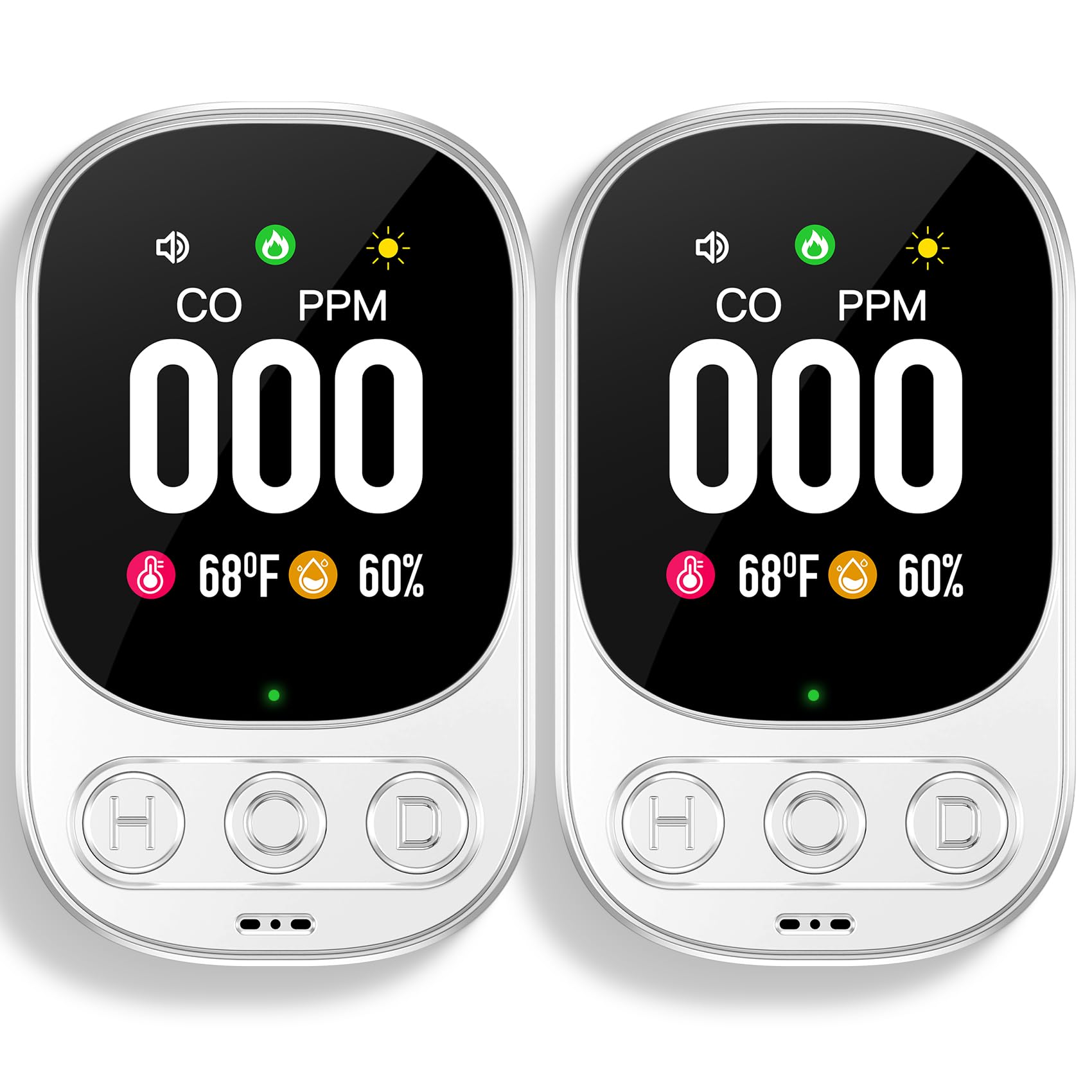 3-in-1 Carbon Monoxide Detector Plug in Wall, Carbon Monoxide Alarm with Temp/Humidity Sensor, Backlit LCD Screen ? Audible/Visual Alarm, Portable CO Monitor for Home/Apartment(White-2Pack)