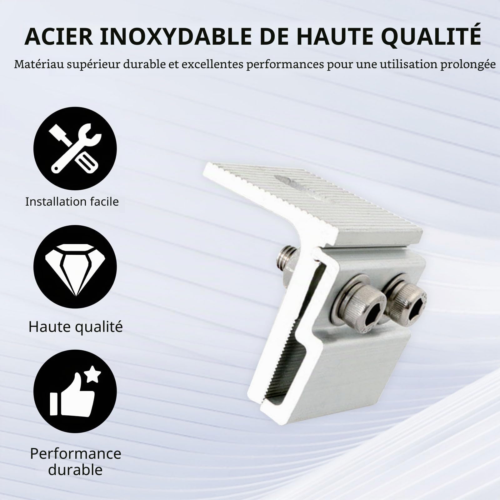 Pinces à Joint Debout, 10PCS Fixation De Pinces En Aluminium Pour Panneaux Solaires Toitures En Tôle Pinces à Joint Debout Pour Toitures à Joint Debout - 45x52mm